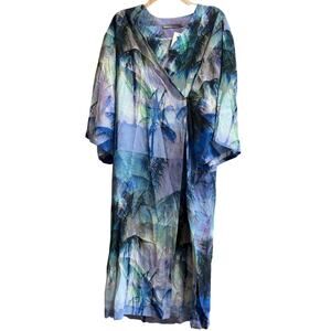 Ocean & Main Los Angeles Blue & Purple Small Oversized Beach Wrap Dress